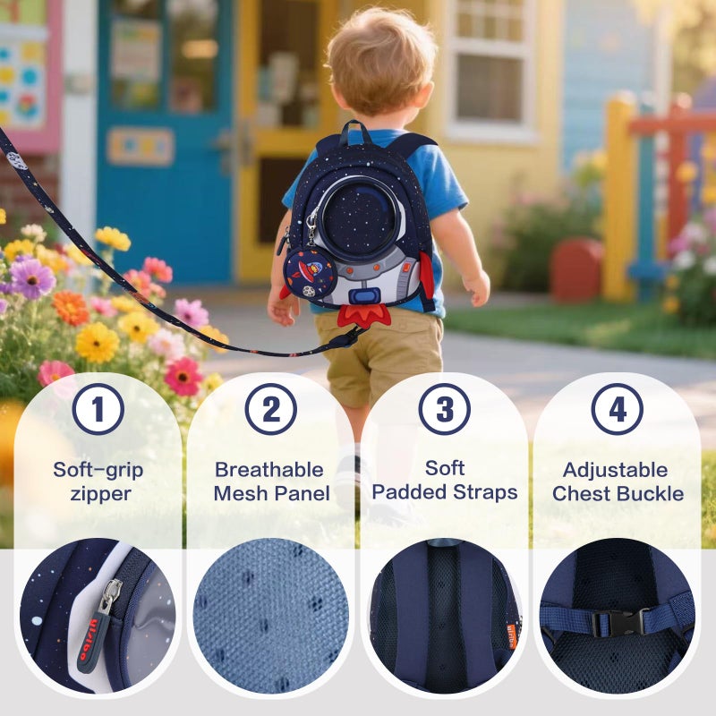 yisibo Toddler Backpack for Boys& Girls - Toddler Leash Included- Secure and Stylish for Active Toddlers- Perfect for Little Explorers - Preschool Travel School (1-3 Years) - Image 4